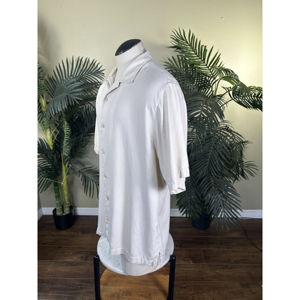Tommy Bahama Men XL Silk Embroidered "Grill of my dreams" Cream lightweight - Picture 3 of 14